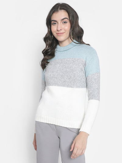 Mint Colourblocked Sweater-Women Sweaters-Crimsoune Club