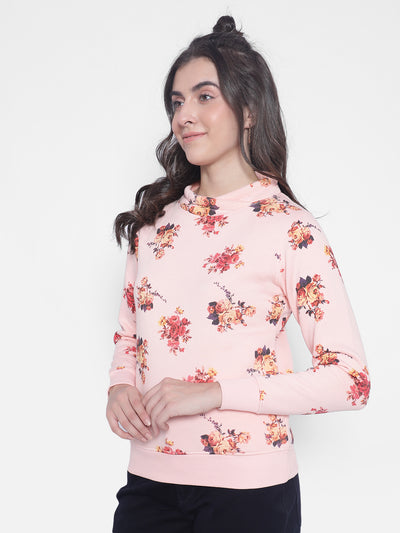 Pink Floral Sweatshirt-Women Sweatshirts-Crimsoune Club