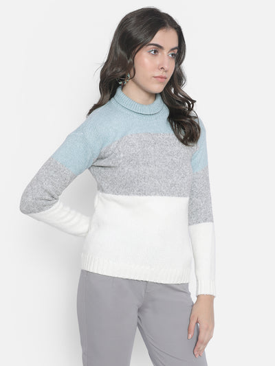 Mint Colourblocked Sweater-Women Sweaters-Crimsoune Club