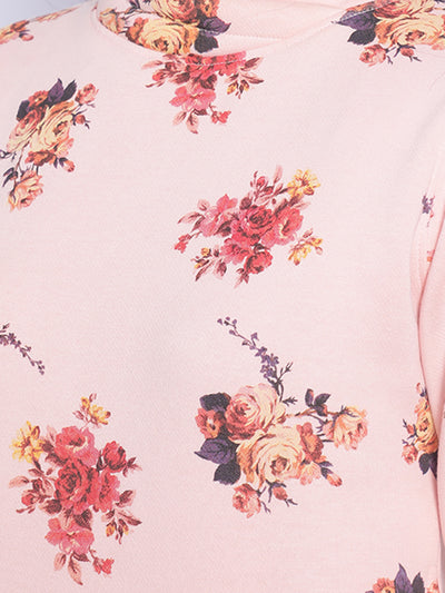Pink Floral Sweatshirt-Women Sweatshirts-Crimsoune Club