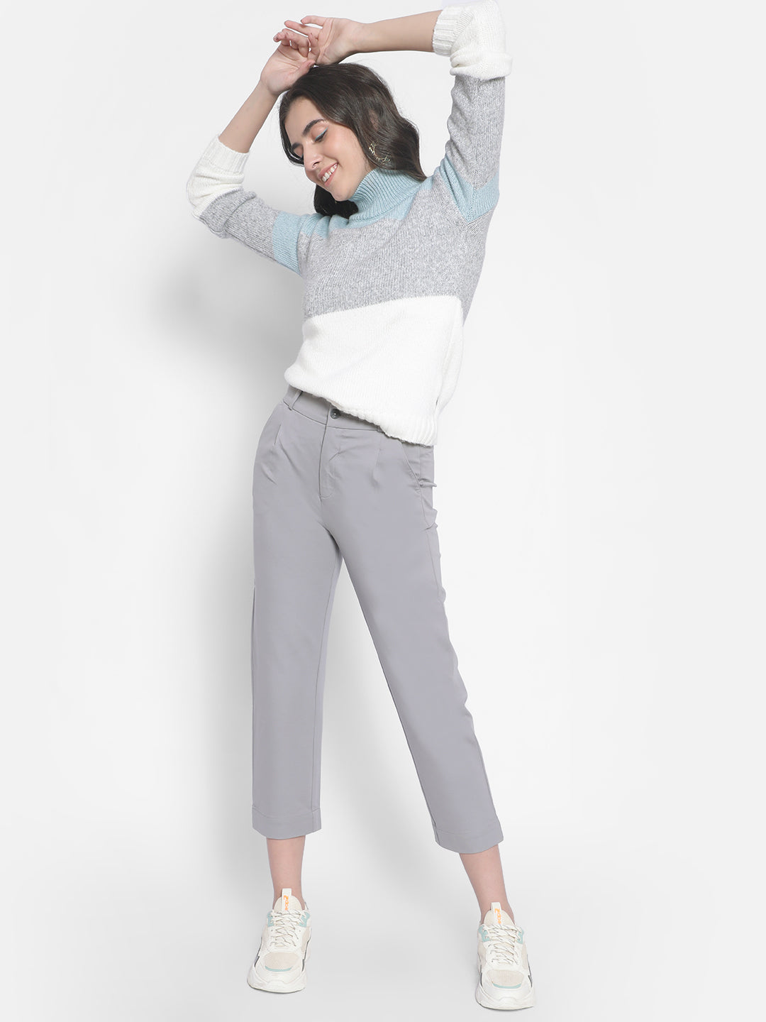 Mint Colourblocked Sweater-Women Sweaters-Crimsoune Club