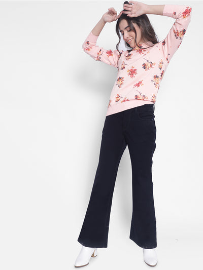 Pink Floral Sweatshirt-Women Sweatshirts-Crimsoune Club