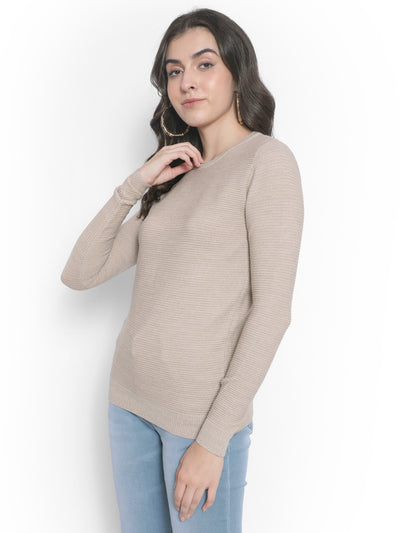 Beige Sweater-Women Sweaters-Crimsoune Club