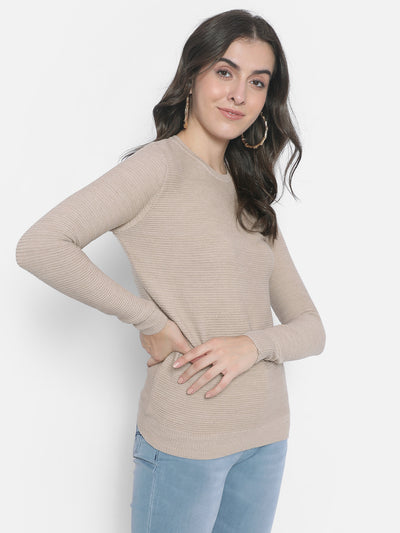 Beige Sweater-Women Sweaters-Crimsoune Club