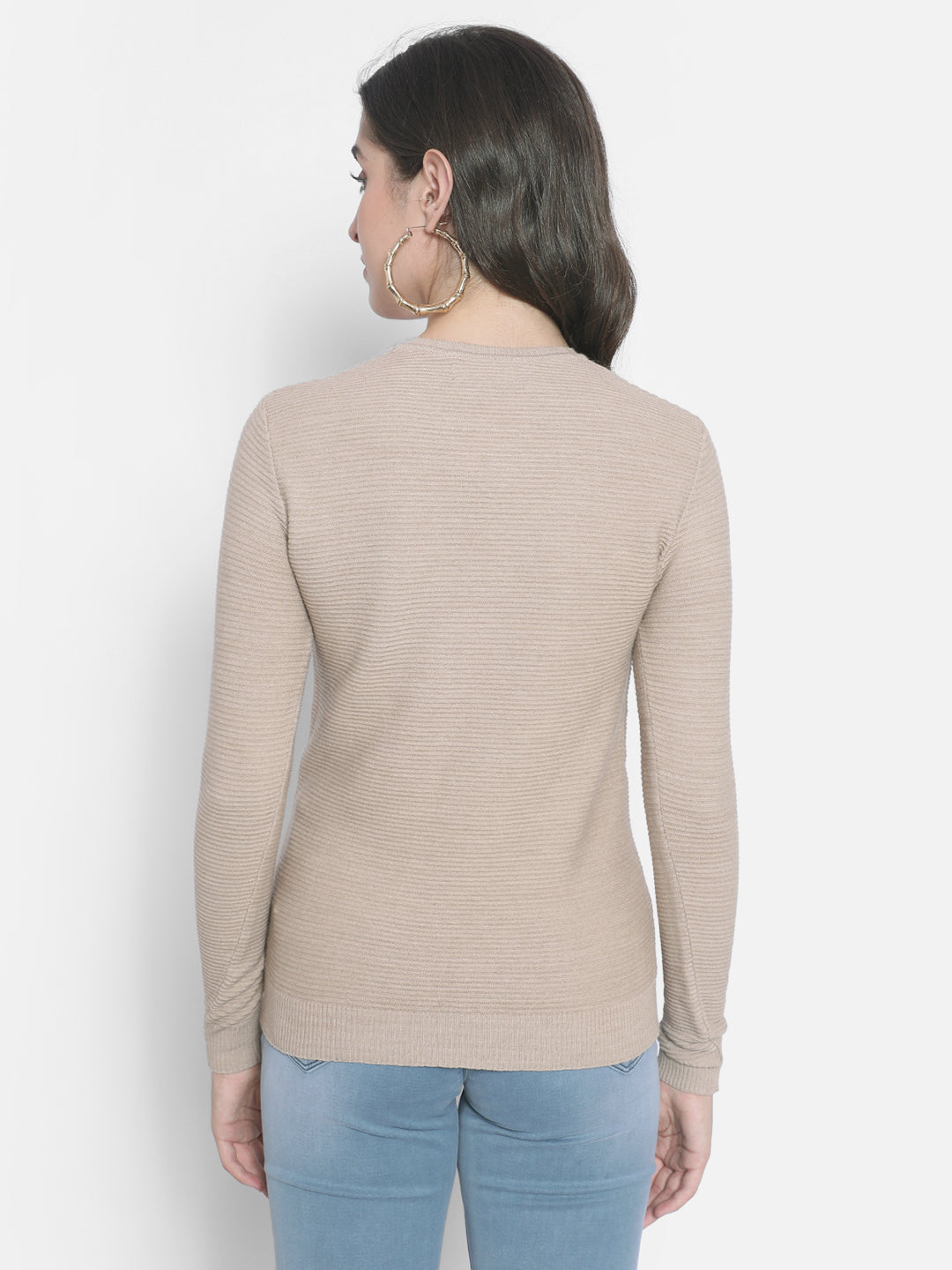 Beige Sweater-Women Sweaters-Crimsoune Club