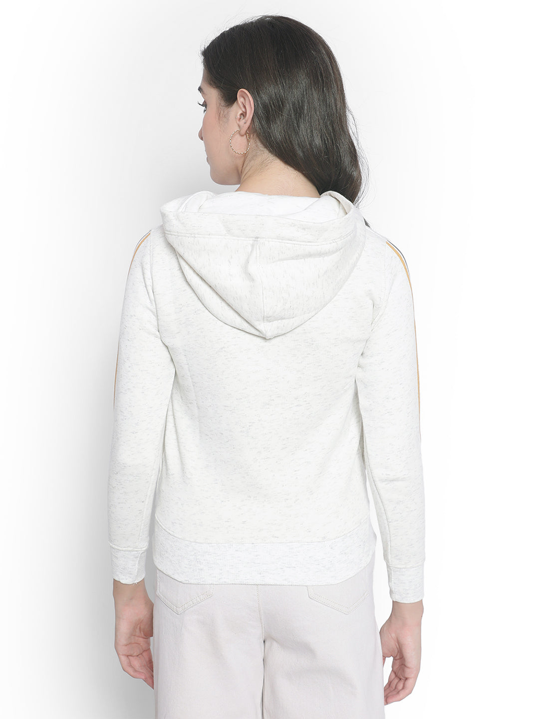 White Printed hooded Sweatshirt-Women Sweatshirts-Crimsoune Club