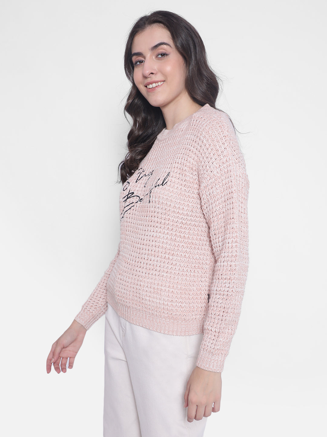 Pink Printed Sweaters-Women Sweaters-Crimsoune Club