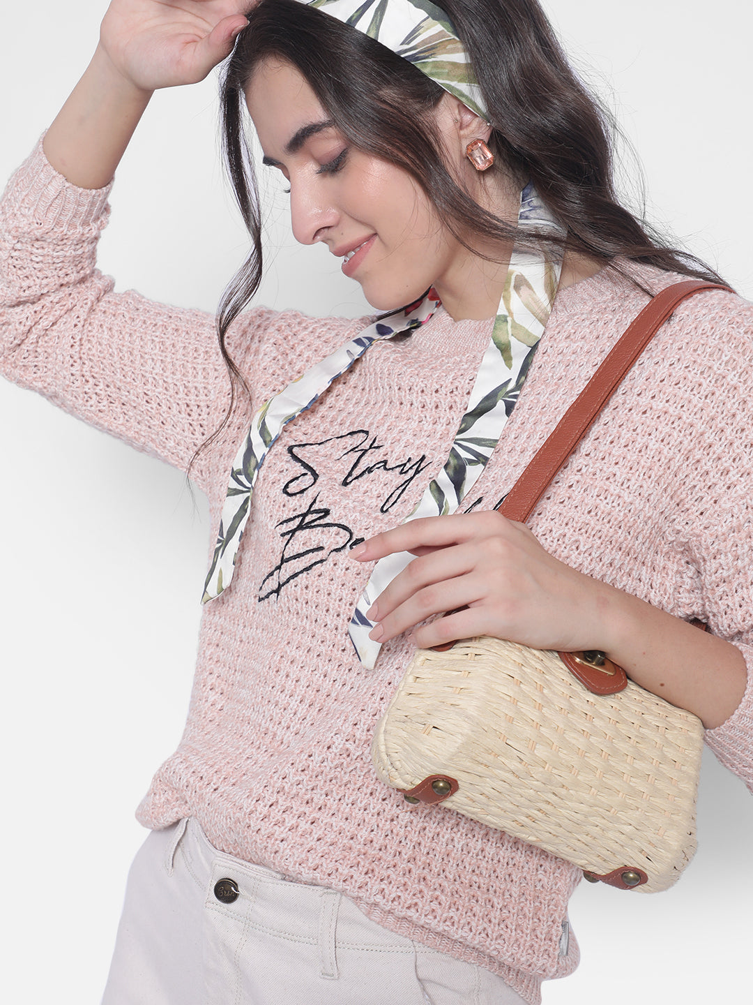 Pink Printed Sweaters-Women Sweaters-Crimsoune Club