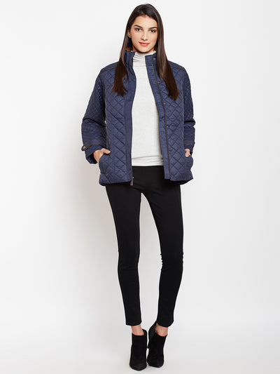 Blue Light Quilted Jacket-Women Jackets-Crimsoune Club