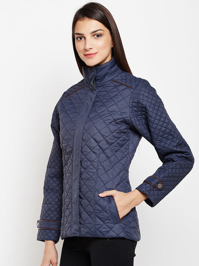 Blue Light Quilted Jacket-Women Jackets-Crimsoune Club