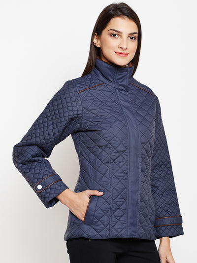 Blue Light Quilted Jacket-Women Jackets-Crimsoune Club