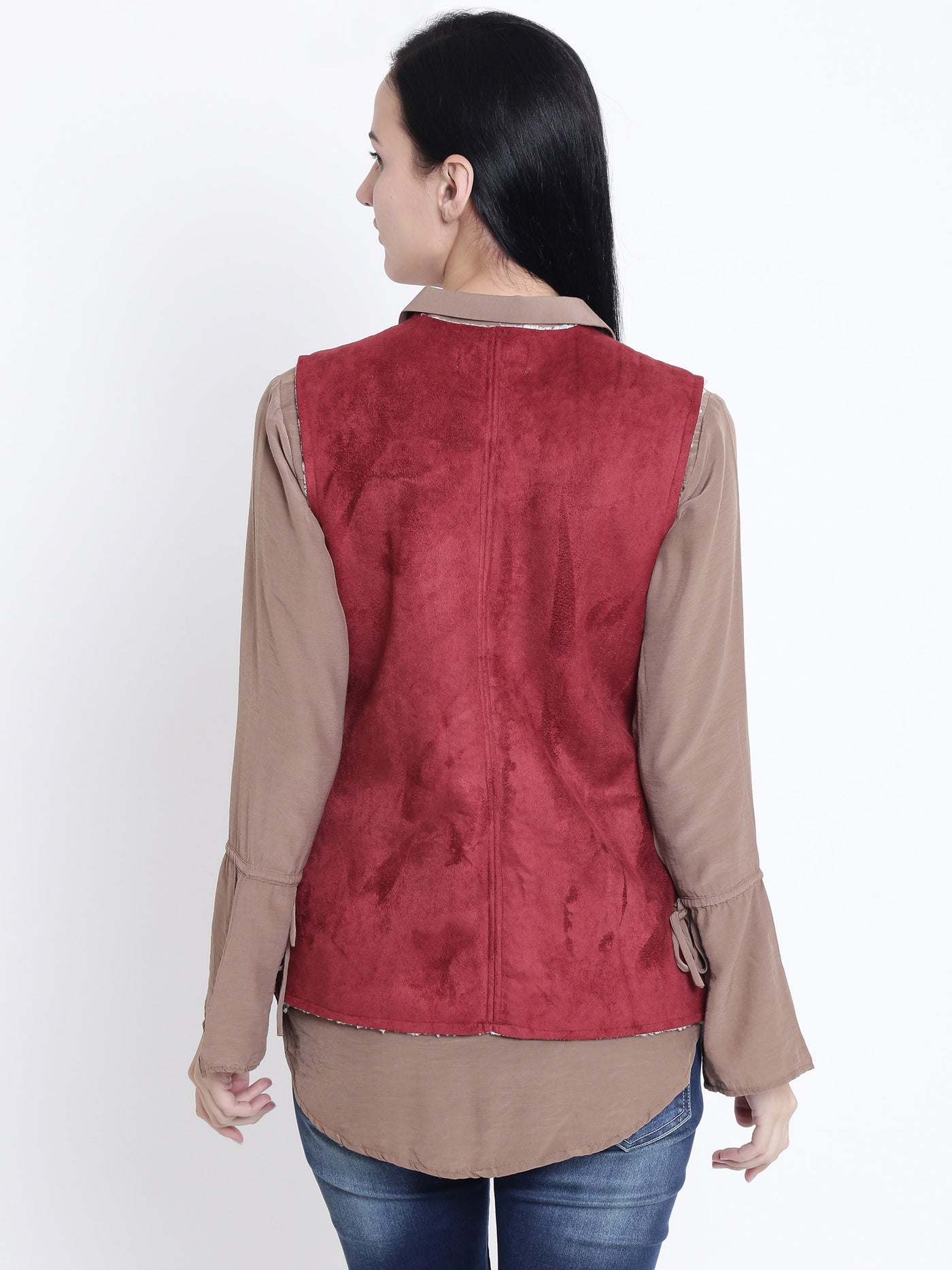 Red Vested Jacket-Women Jackets-Crimsoune Club