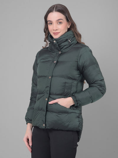 Green Puffer Jacket-Women Jackets-Crimsoune Club