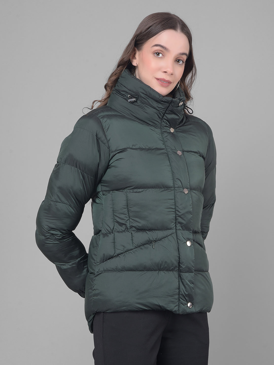 Green Puffer Jacket-Women Jackets-Crimsoune Club