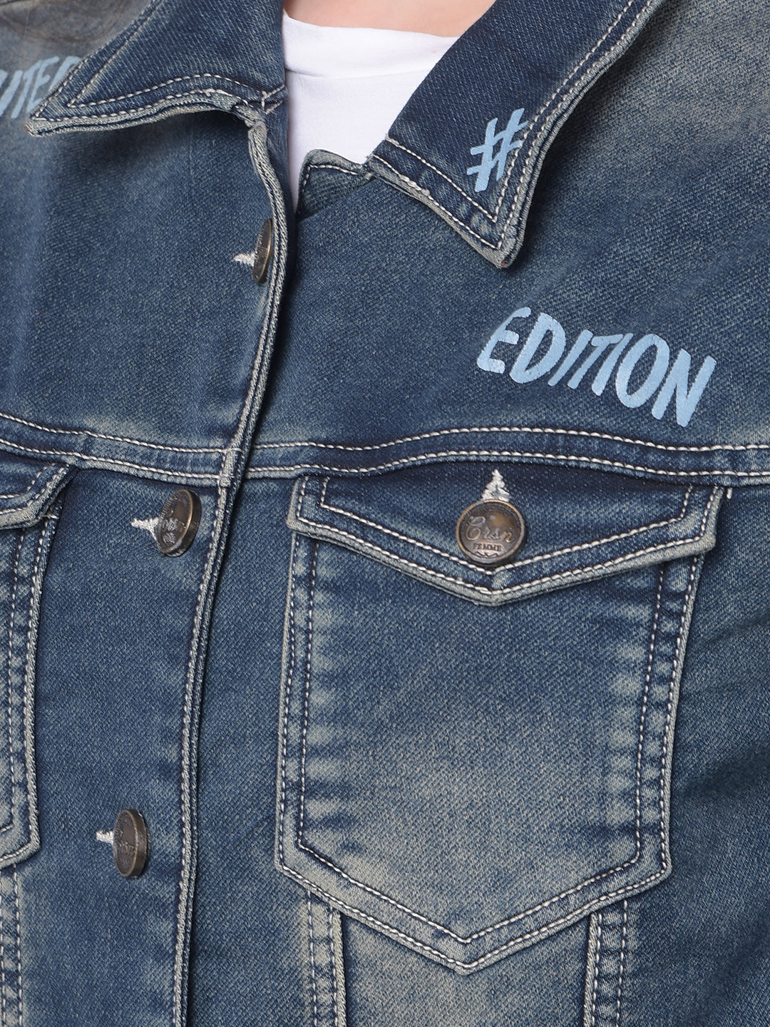 Blue Denim Jacket-Women Jackets-Crimsoune Club