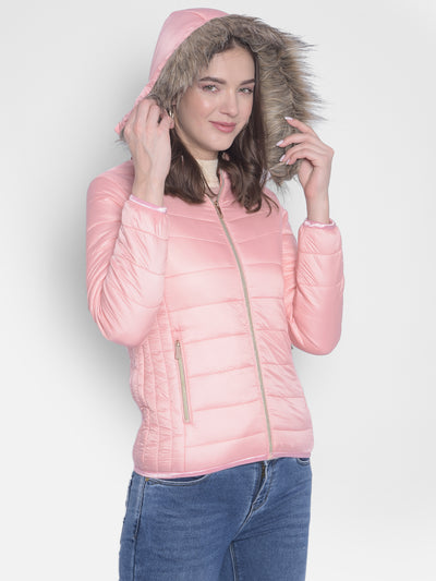 Pink Detachable Hooded Padded Jackets-Women Jackets-Crimsoune Club