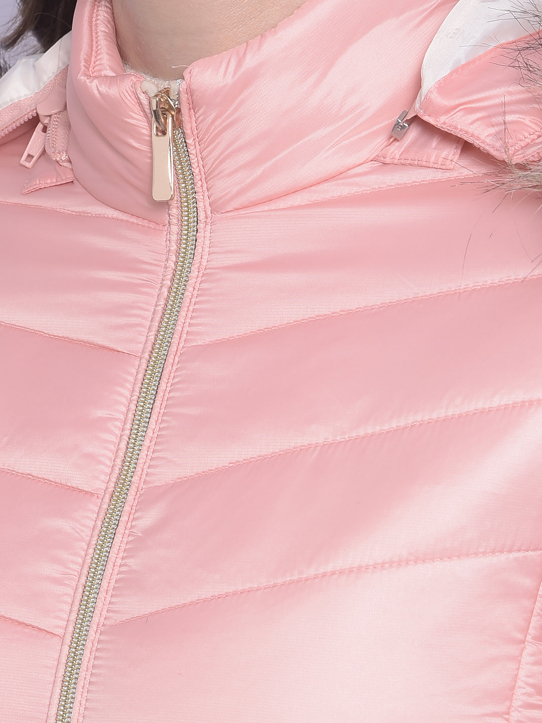 Pink Detachable Hooded Padded Jackets-Women Jackets-Crimsoune Club