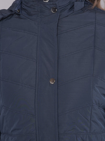 Navy Blue Puffer Jacket-Women Jackets-Crimsoune Club