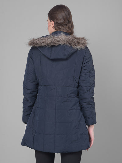 Navy Blue Puffer Jacket-Women Jackets-Crimsoune Club