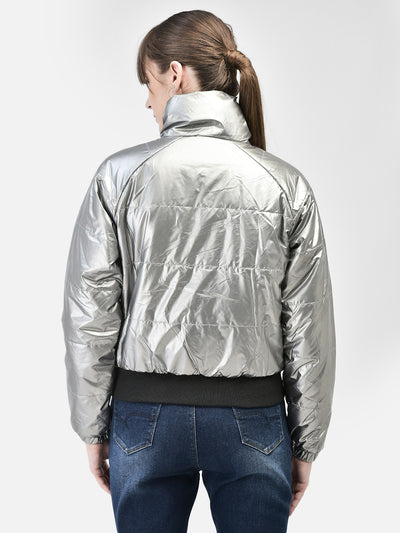 Grey Bomber Jacket-Women Jackets-Crimsoune Club