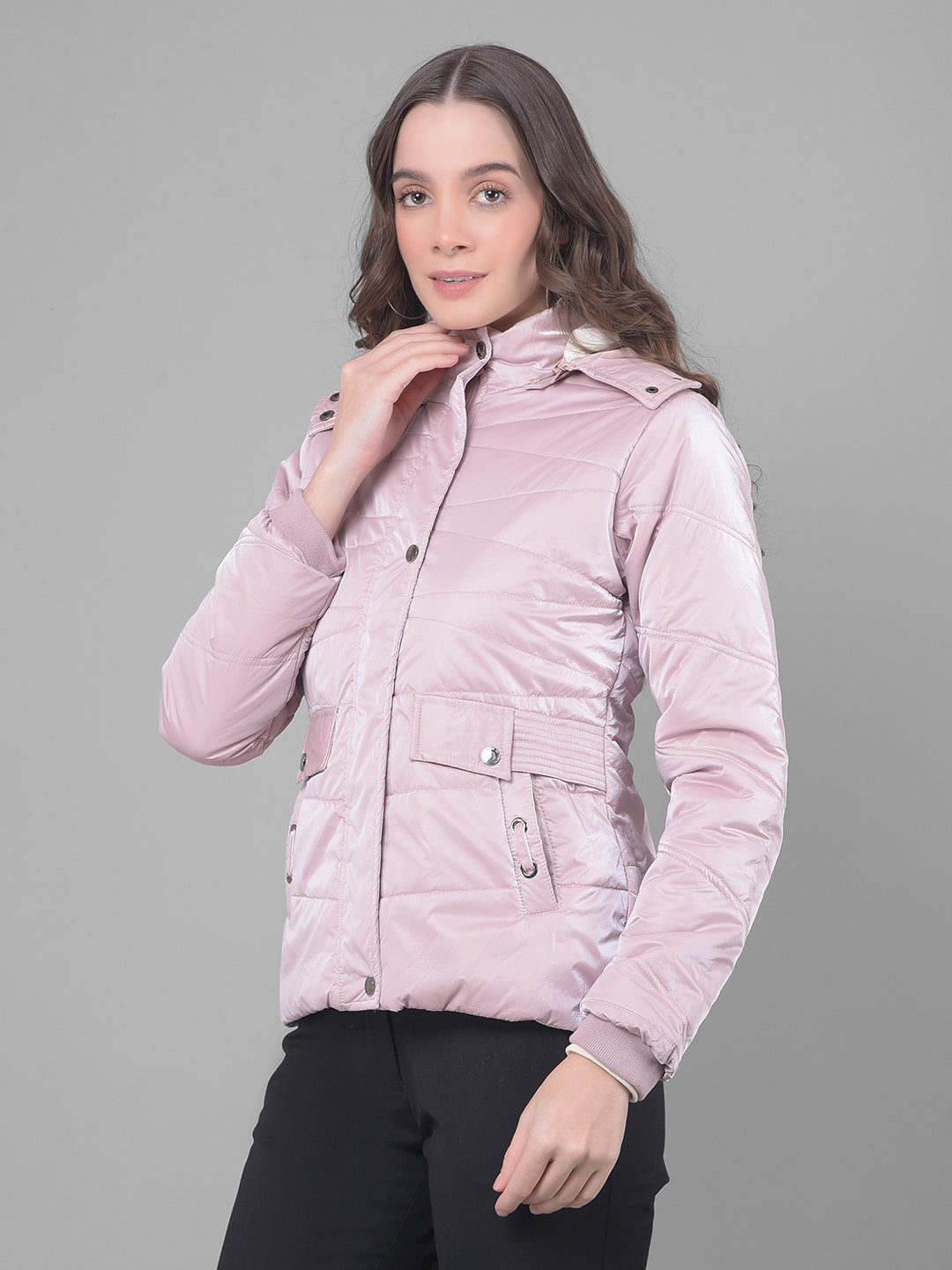 Pink Puffer Jacket-Women Jackets-Crimsoune Club