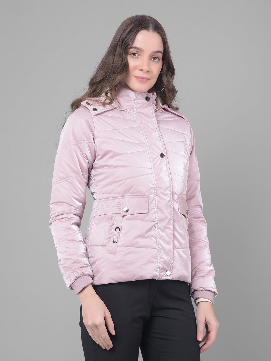 Pink Puffer Jacket-Women Jackets-Crimsoune Club