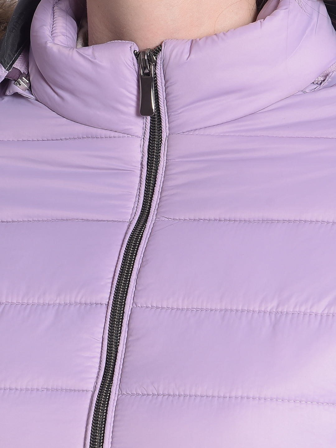 Purple Hooded Jacket With Faux Fur Detail-Women Jackets-Crimsoune Club