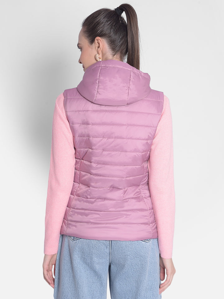 Pink Puffer Hooded Jacket-Women Jackets-Crimsoune Club