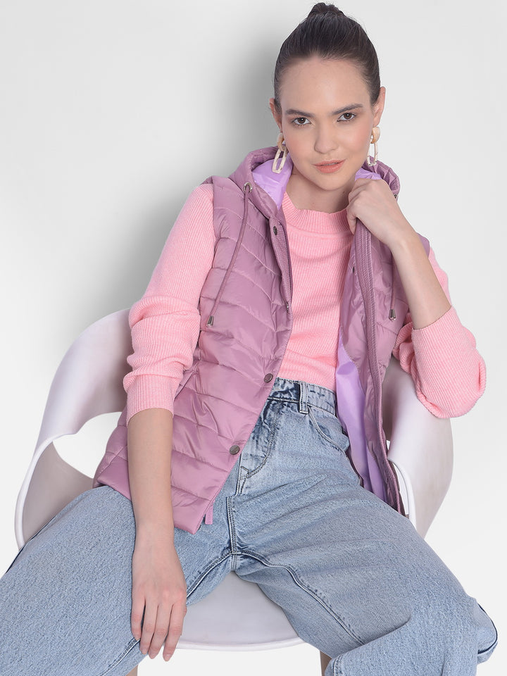 Pink Puffer Hooded Jacket-Women Jackets-Crimsoune Club