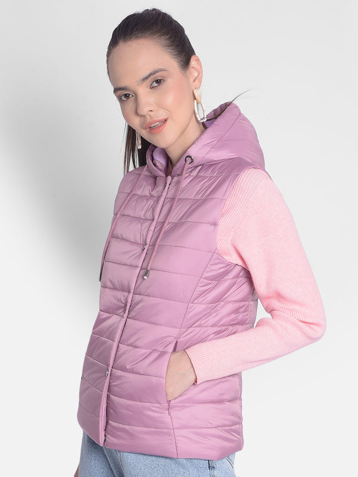 Pink Puffer Hooded Jacket-Women Jackets-Crimsoune Club