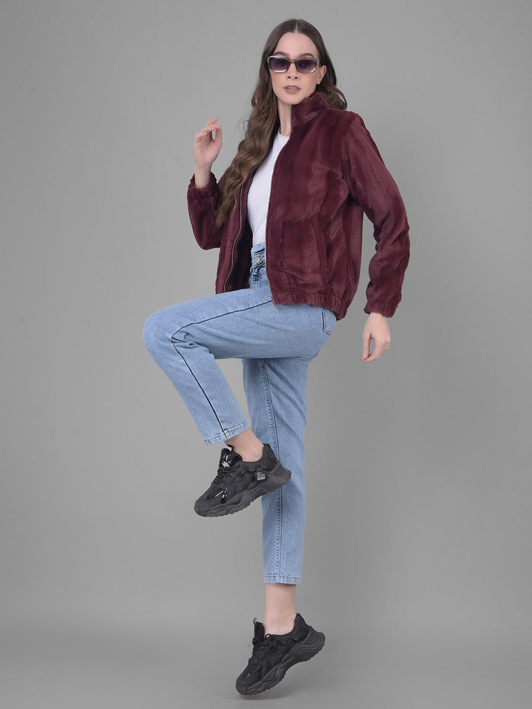 Wine Puffer Jacket-Women Jackets-Crimsoune Club