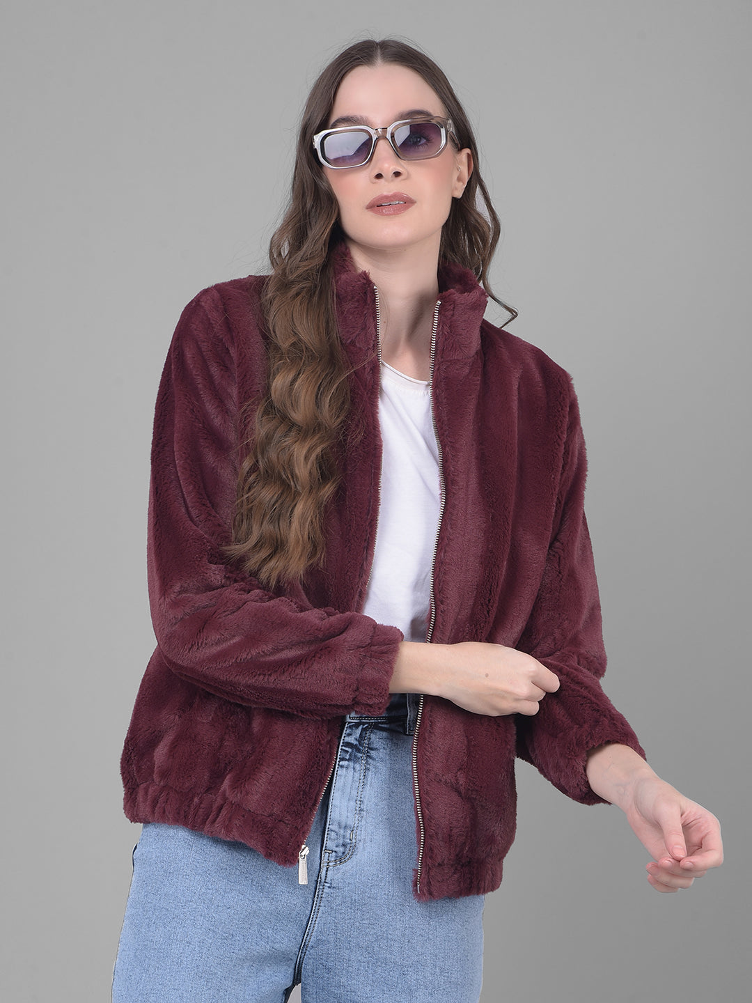 Wine Puffer Jacket-Women Jackets-Crimsoune Club