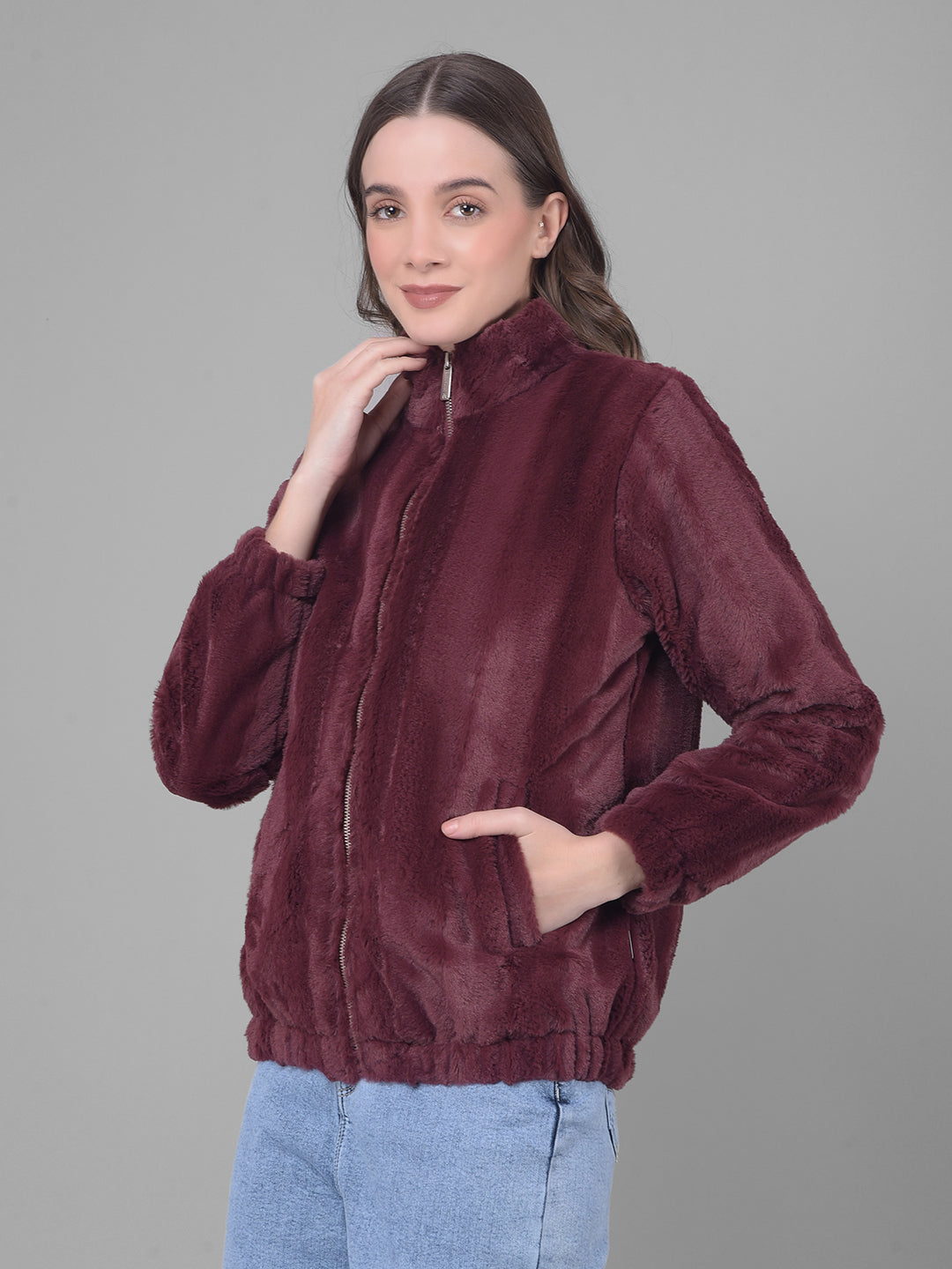 Wine Puffer Jacket-Women Jackets-Crimsoune Club