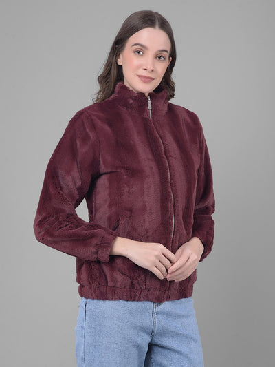 Wine Puffer Jacket-Women Jackets-Crimsoune Club