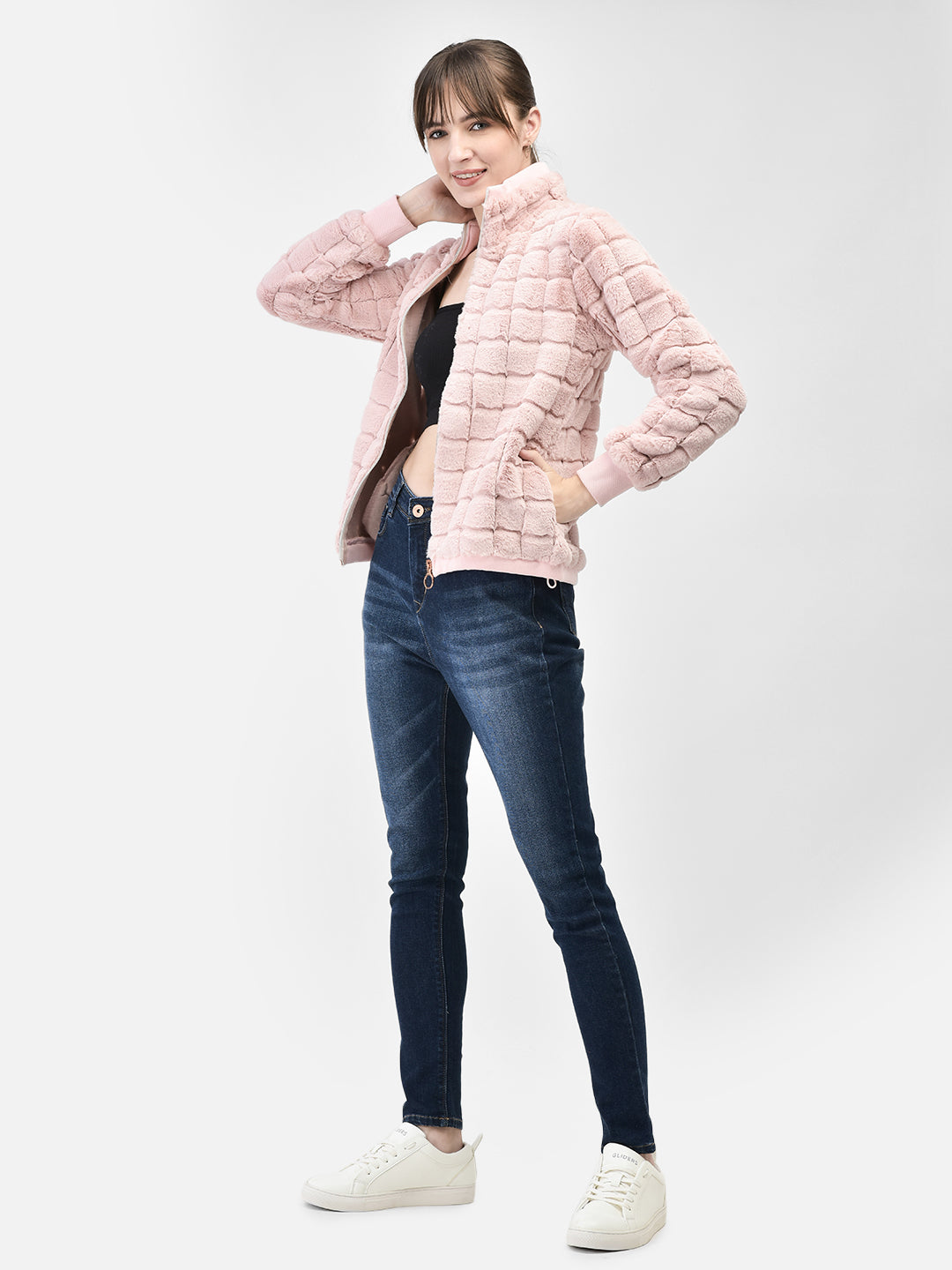 Pink Fur Jacket-Women Jackets-Crimsoune Club