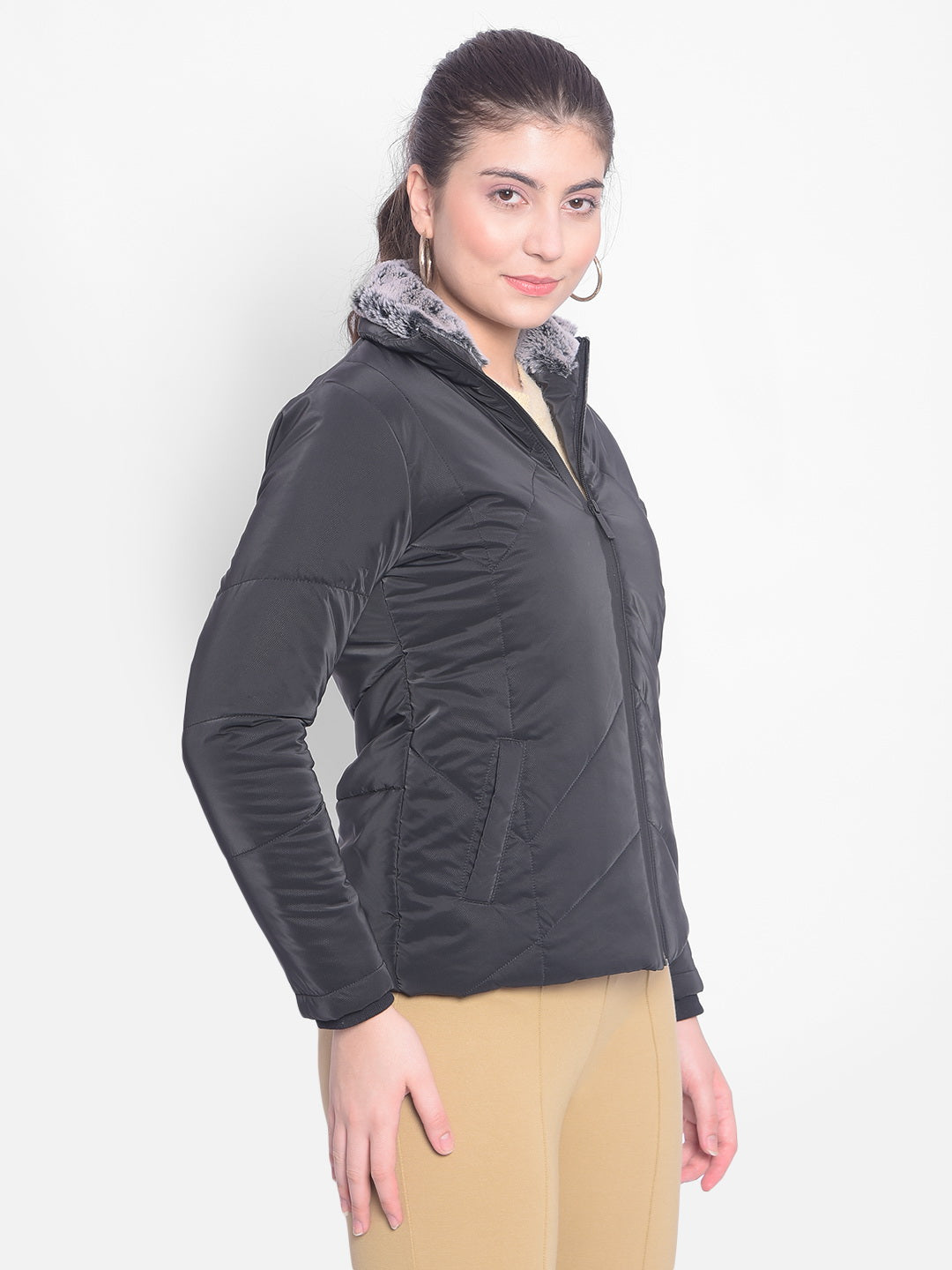 Black Puffer Jacket-Women Jackets-Crimsoune Club