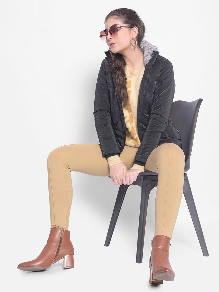 Black Puffer Jacket-Women Jackets-Crimsoune Club