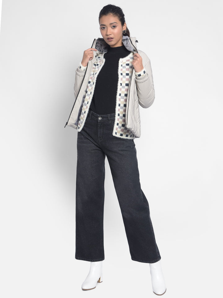 Grey Puffer Jackets-Women Jackets-Crimsoune Club