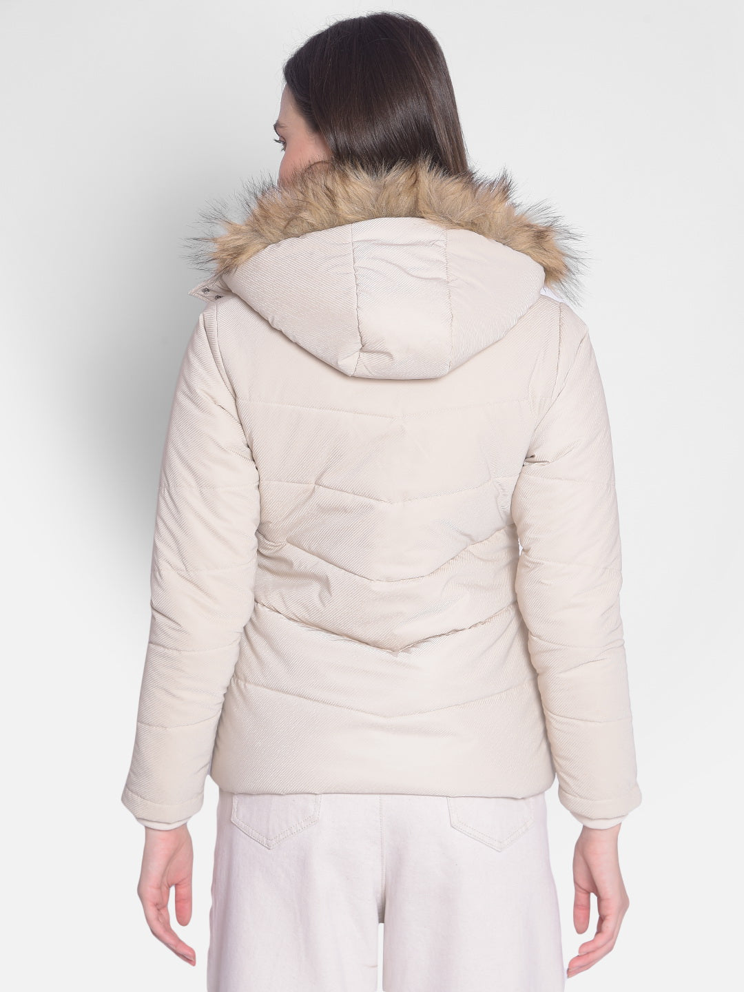 Cream Puffer Jacket-Women Jackets-Crimsoune Club