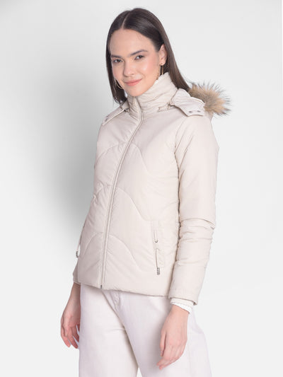 Cream Puffer Jacket-Women Jackets-Crimsoune Club