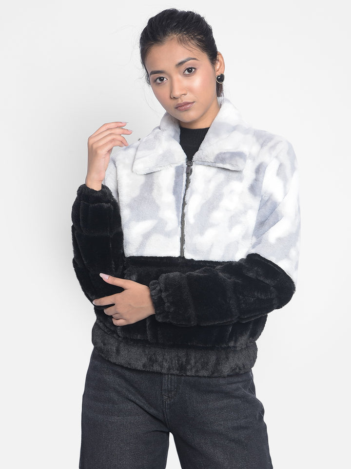 Black Colorblocked Puffer Jackets-Women Jackets-Crimsoune Club