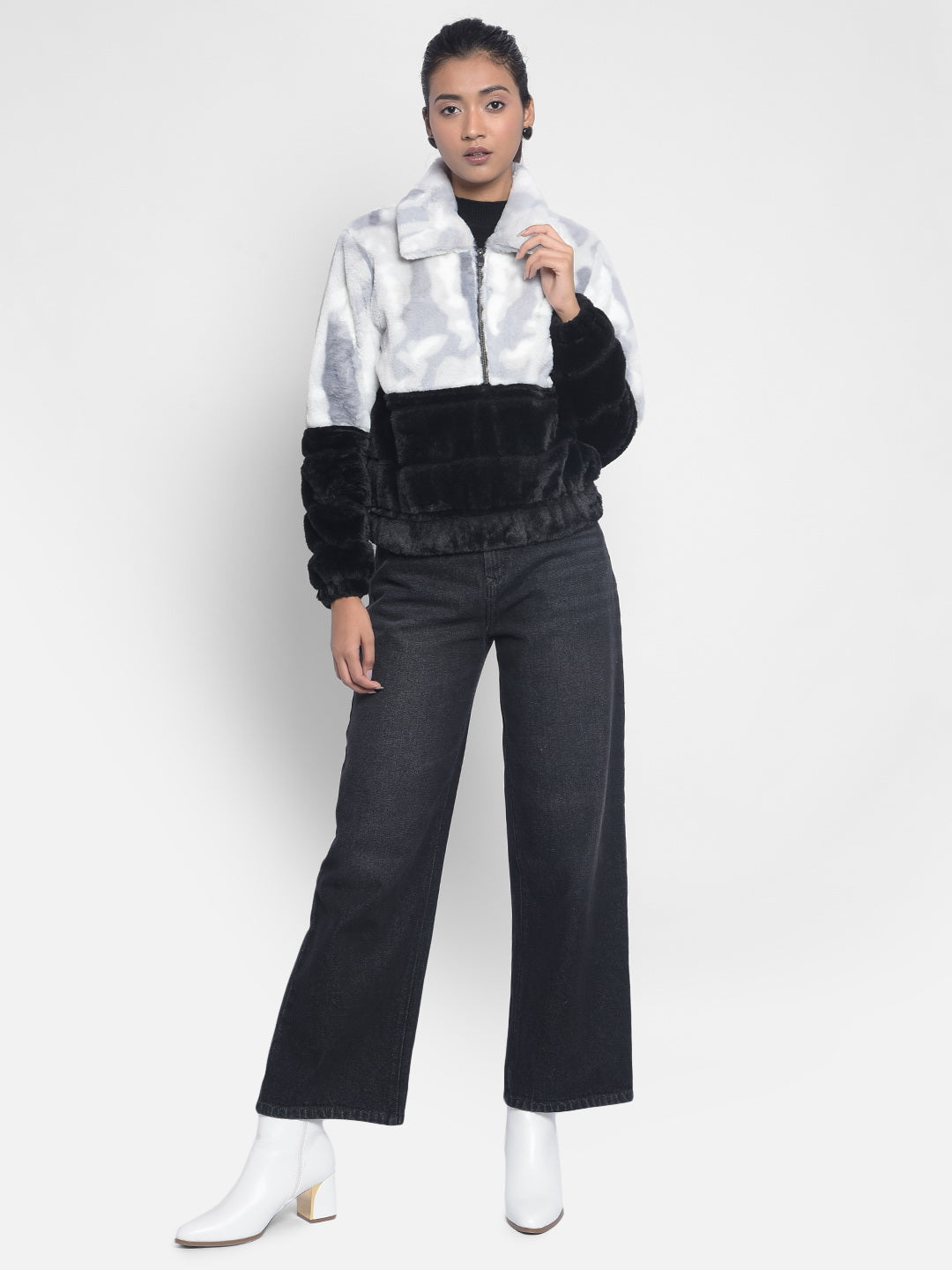 Black Colorblocked Puffer Jackets-Women Jackets-Crimsoune Club
