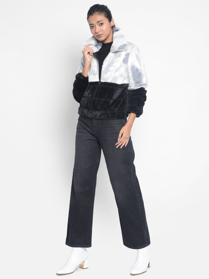 Black Colorblocked Puffer Jackets-Women Jackets-Crimsoune Club