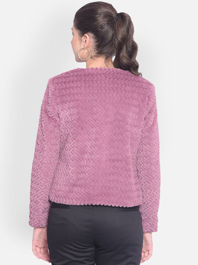 Purple Crop Fur Jackets-Women Jackets-Crimsoune Club