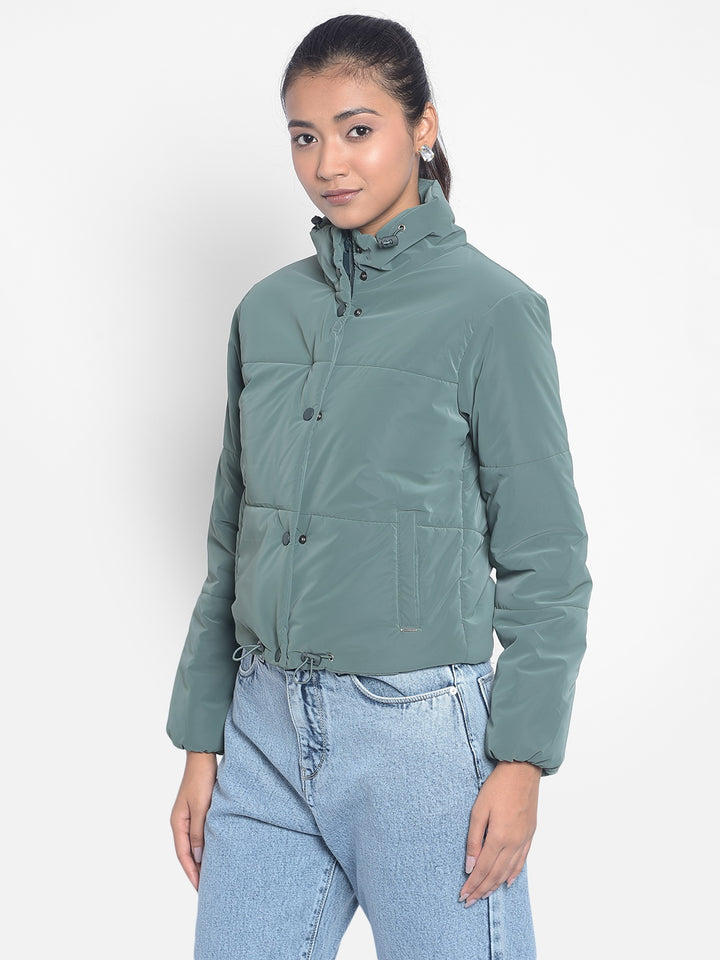 Green Puffer Jackets-Women Jackets-Crimsoune Club