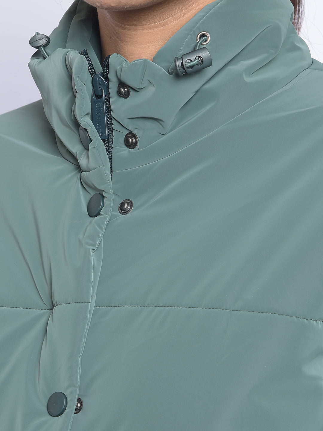 Green Puffer Jackets-Women Jackets-Crimsoune Club