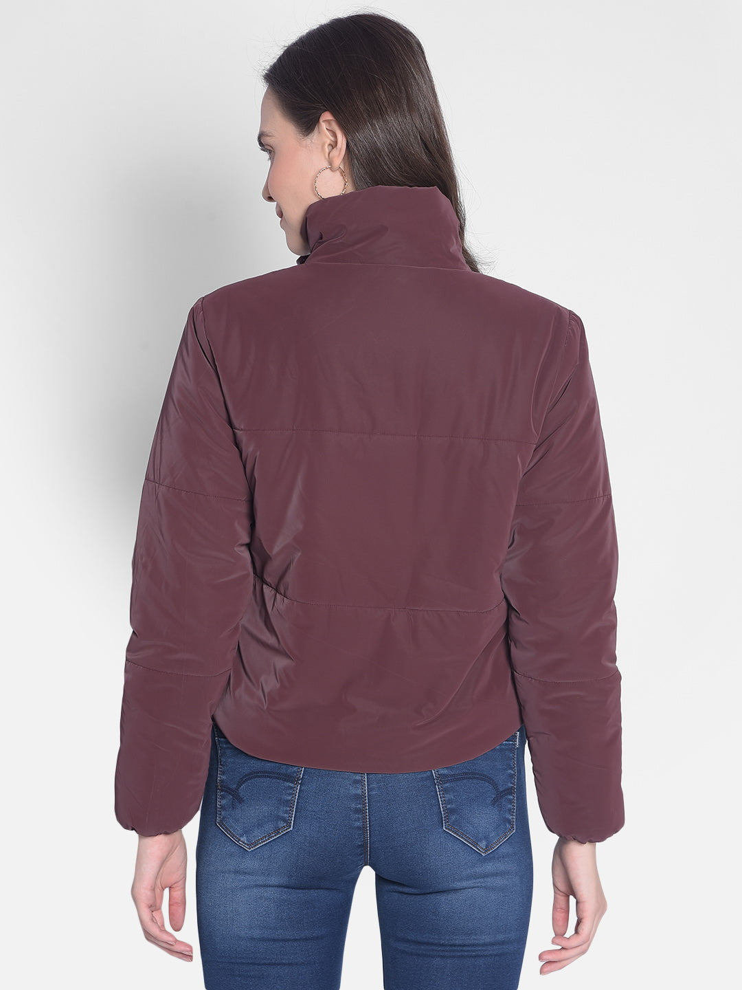 Wine Puffer Jacket-Women Jackets-Crimsoune Club