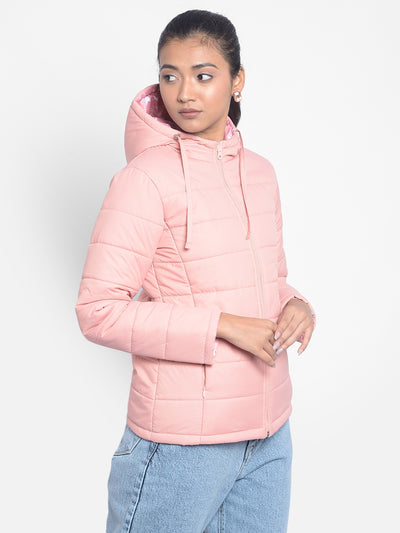 Pink Hooded Puffer Jackets-Women Jackets-Crimsoune Club