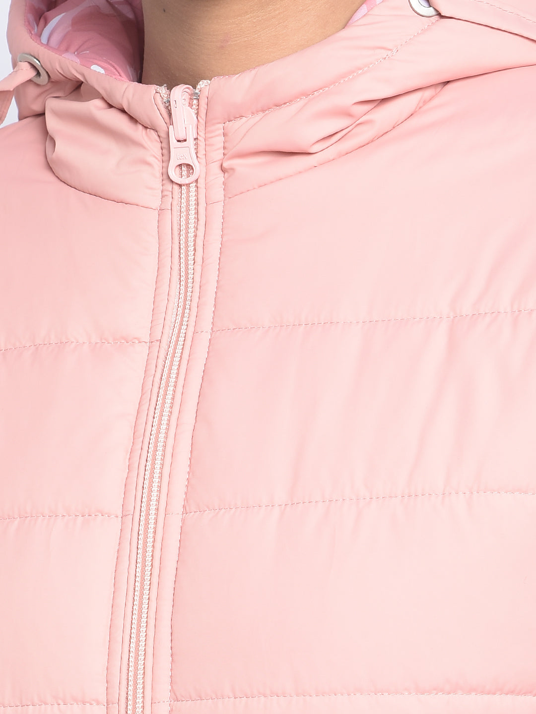 Pink Hooded Puffer Jackets-Women Jackets-Crimsoune Club