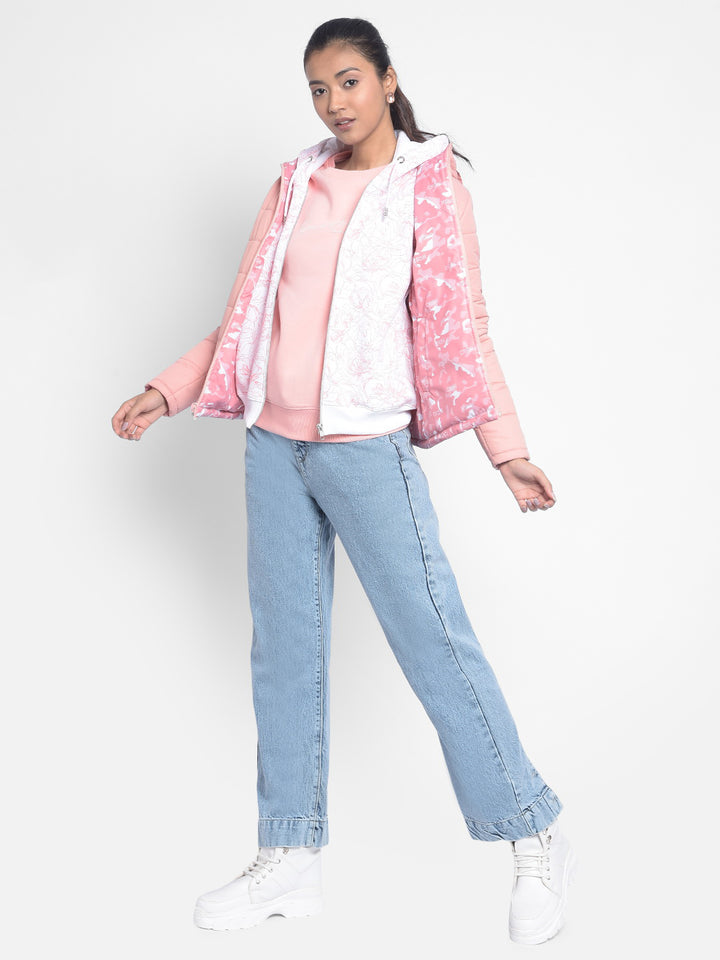 Pink Hooded Puffer Jackets-Women Jackets-Crimsoune Club